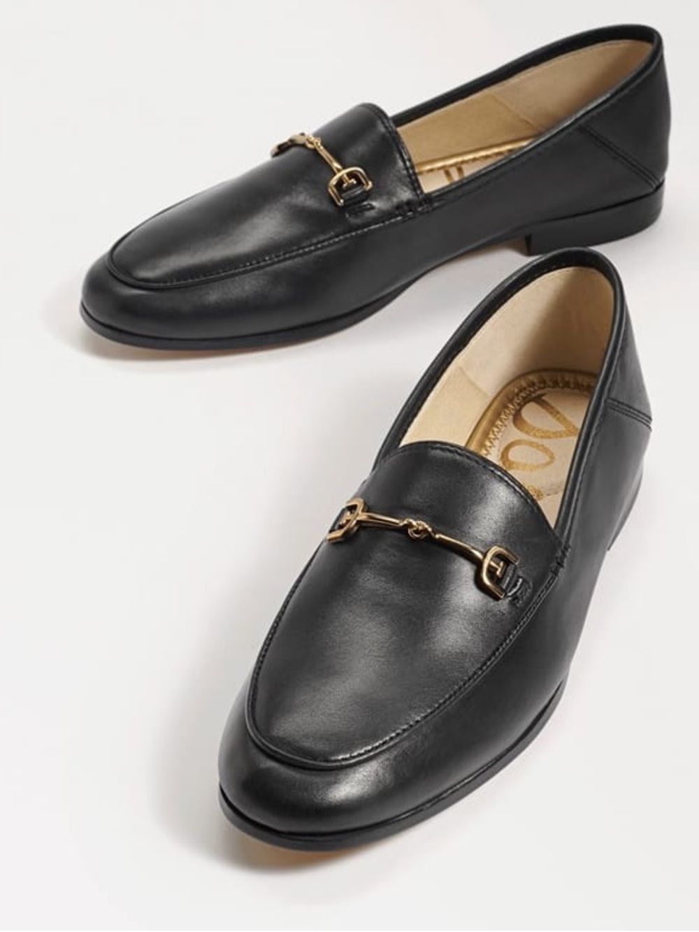 Sam Edelman Loraine Bit Loafer in black leather gold horsebit slip on size 7.5